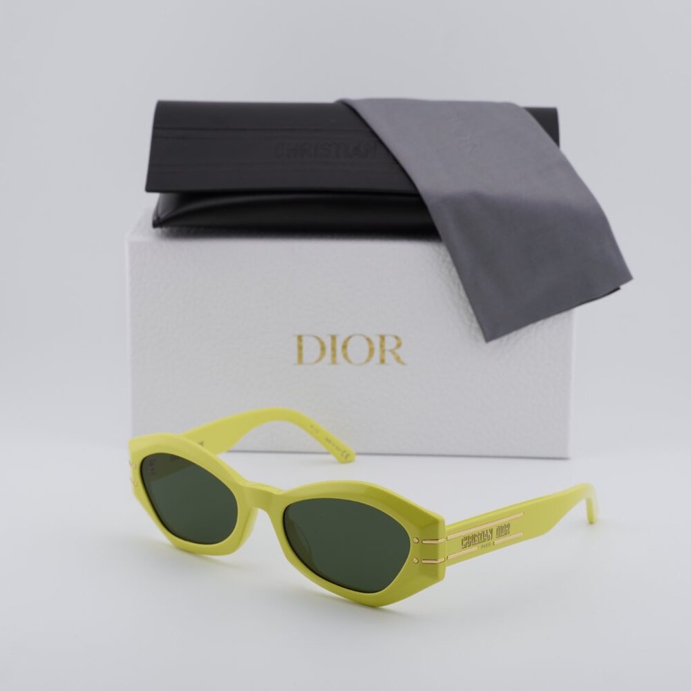 Dior DIORSIGNATURE B1U 66C0 Women’s Cat Eye Sunglasses – Yellow/Green